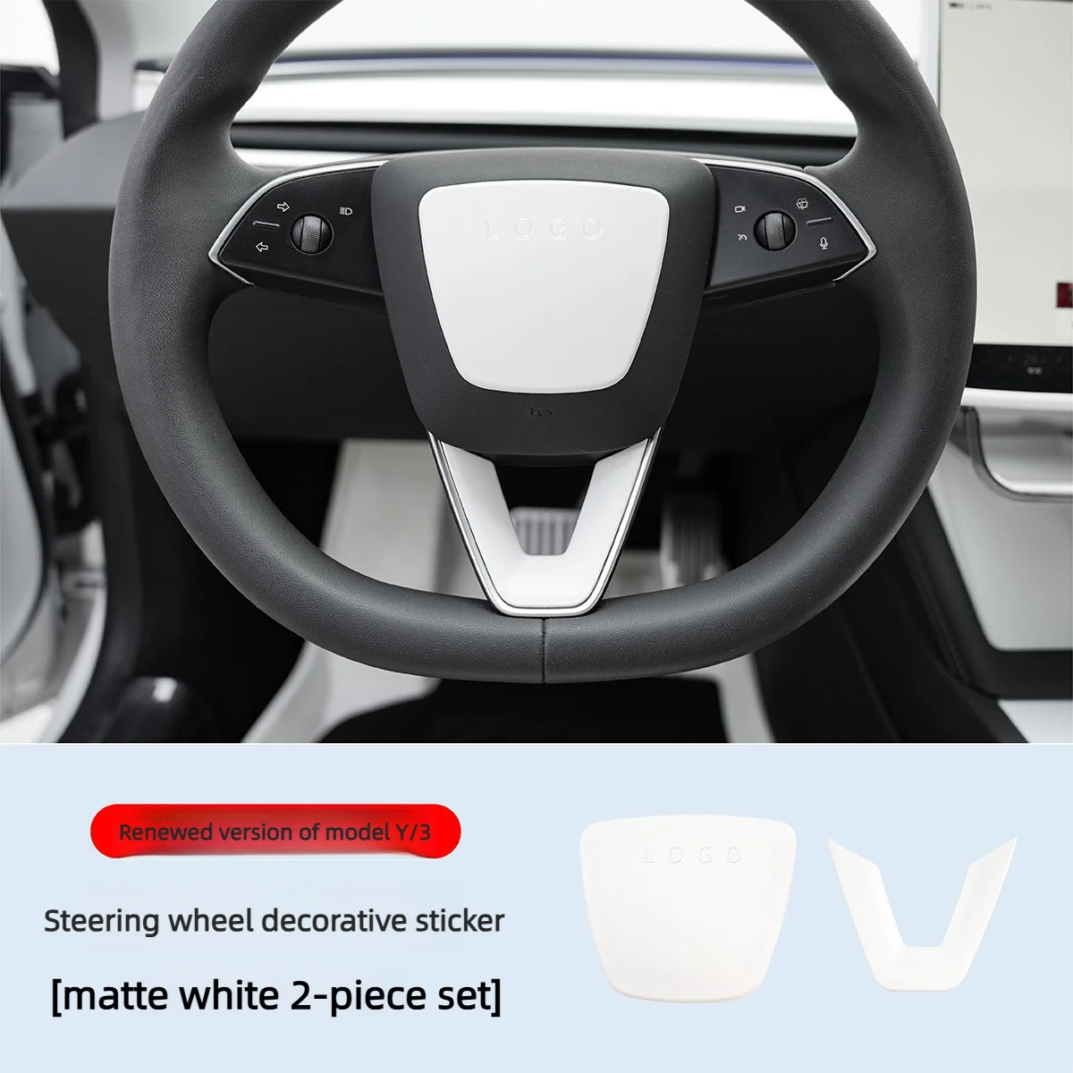 For Tesla Model 3 Highland Model Y Juniper 2024-2026 Steering Wheel Button Cover Trim White Interior Decorative Sticker 3