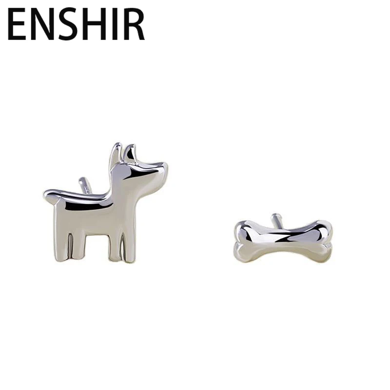 Серебряные-серьги-гвоздики-enshir-в-форме-собачки-и-косточки-для-женщин-милые-простые-асимметричные-модные-украшения-подарки-оптом