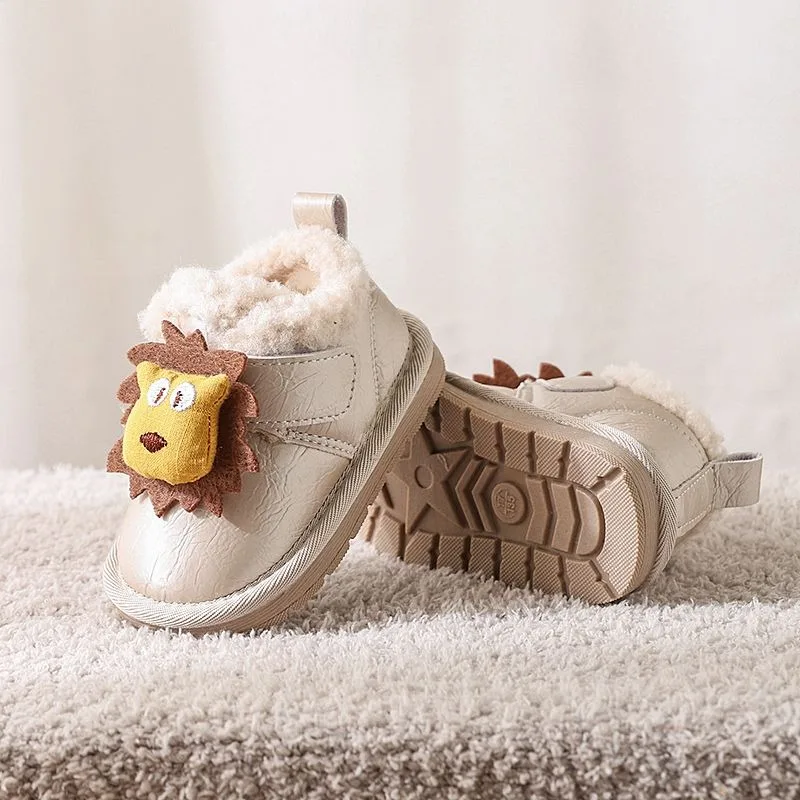 

Winter Boys Girls Toddlers Thickened Warm Snow Boots Waterproof Cartoon Design for Learning To Walk