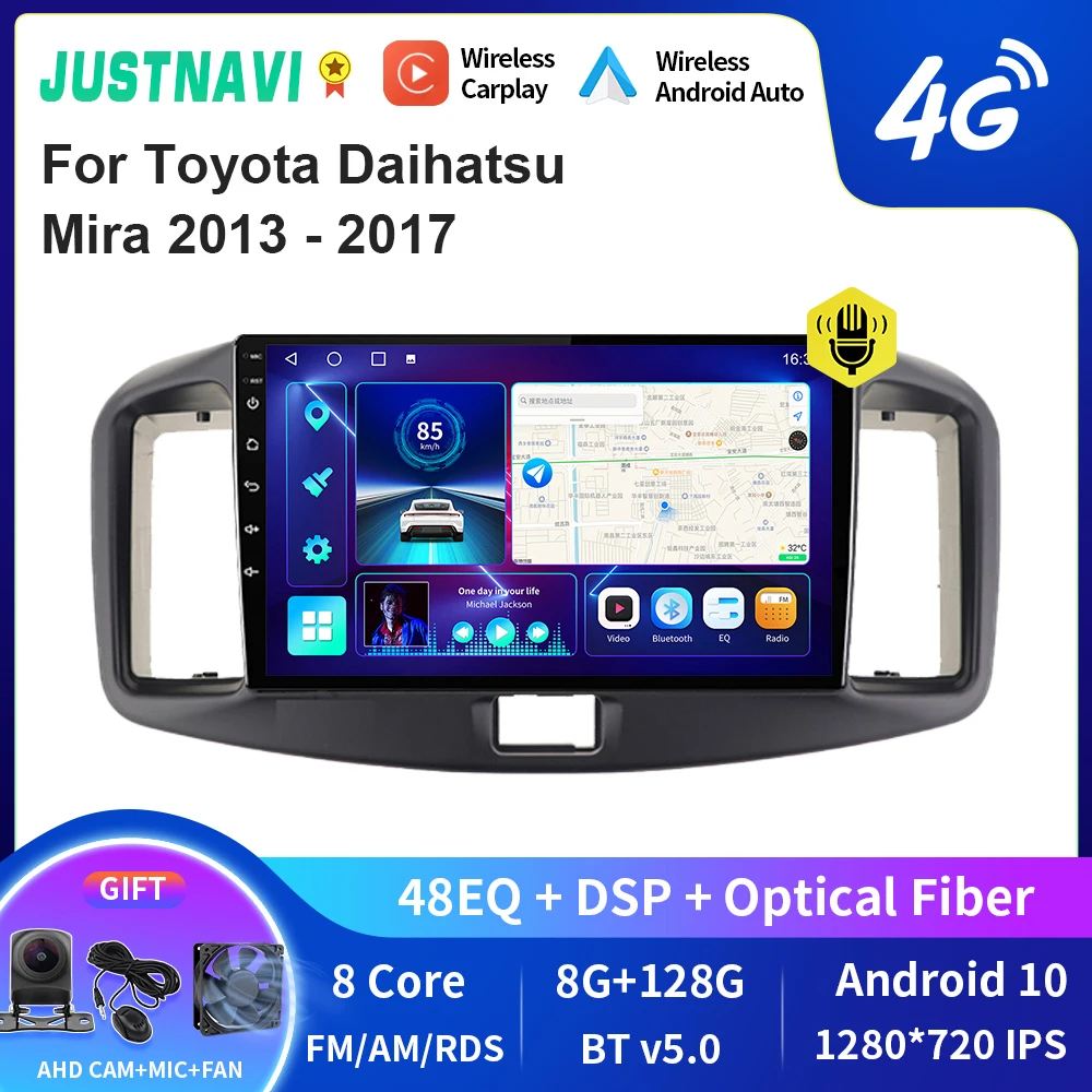 

JUSTNAVI QT10 Wireless CarPlay Android Auto Radio For Toyota Daihatsu Mira 2013 - 2017 Stereo Car Multimedia Video Player GPS HU