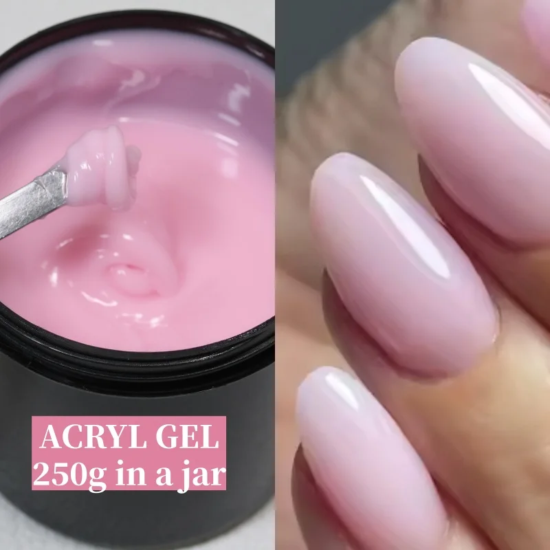 MSHARE 250g Light Pink Acryl Gel Acrylic Poly Nail Gel For Nail Extension Acrygel Hema TPO Free Builder French Nail Ar UV LED
