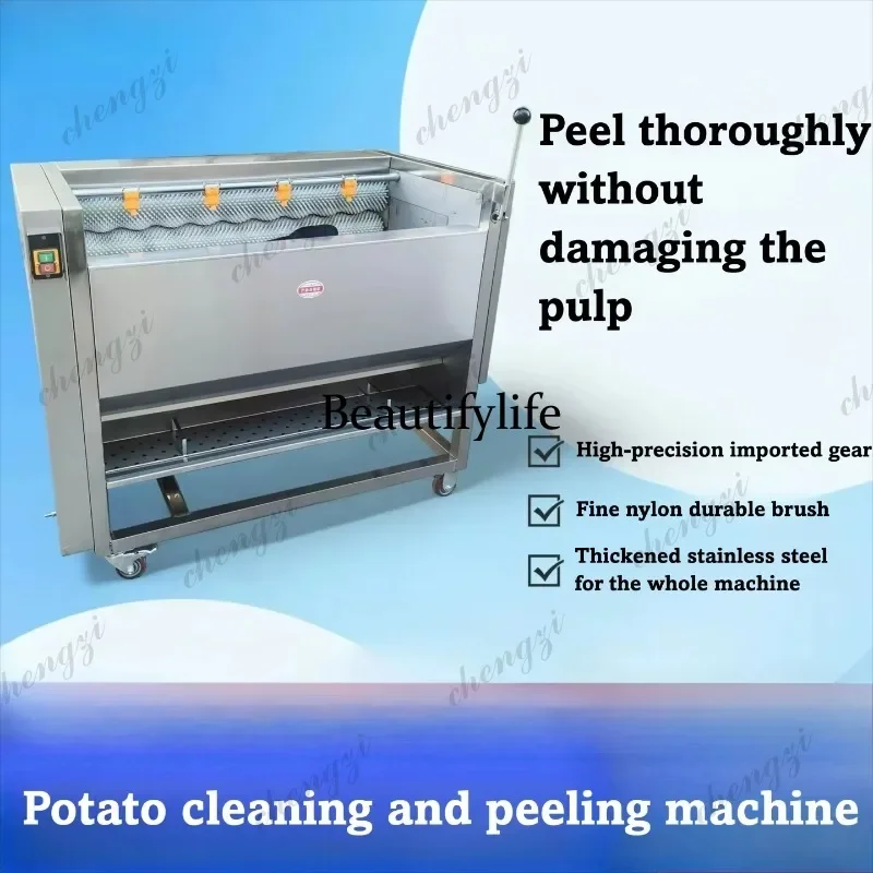 A172  Potato Commercial Fully Automatic Brush Type Electric Cleaning and Peeling Machine for Medicinal Materials