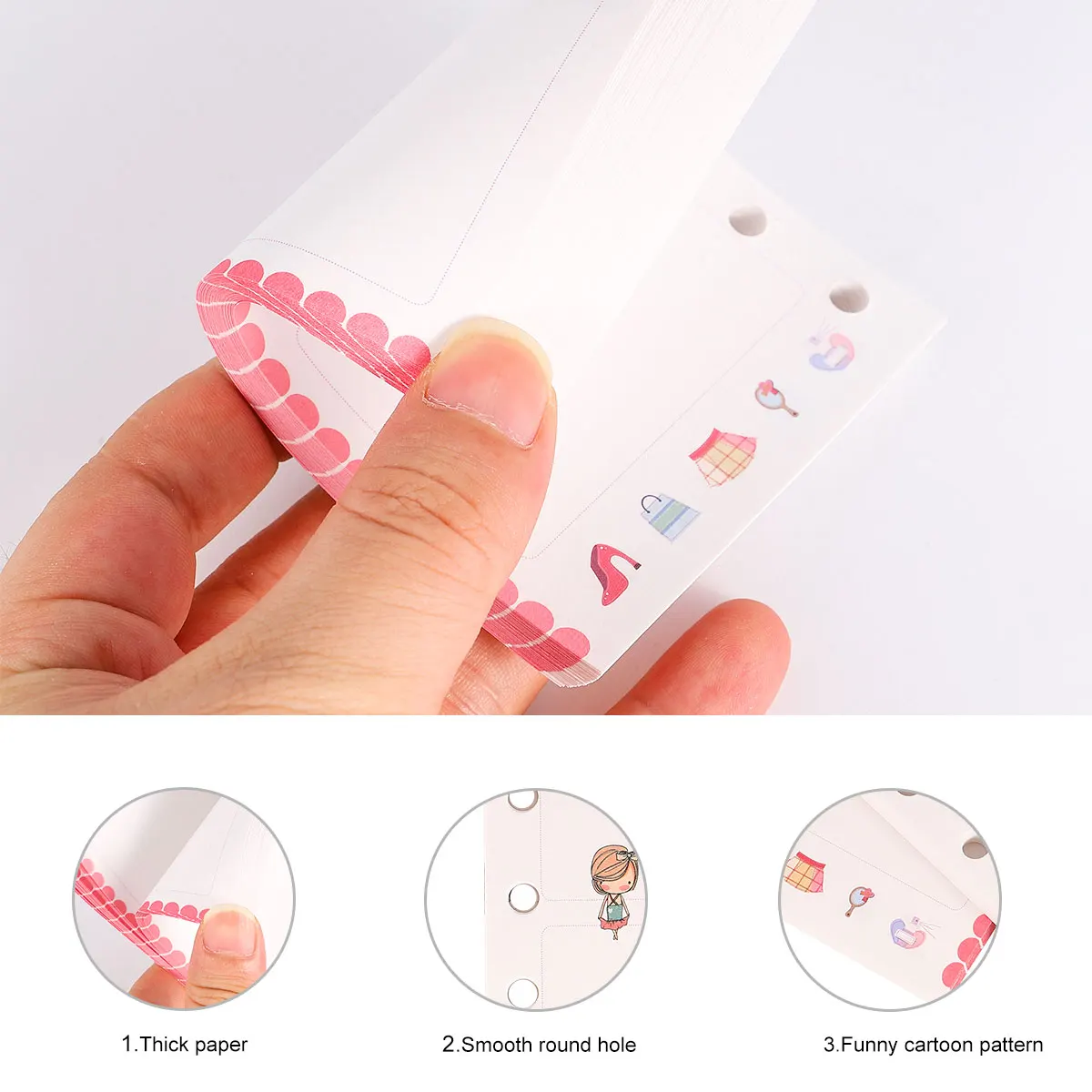 3pcs Loose-Leaf Paper Replacement Core Papers Smooth Surface Safe Colorful Design Fits 6 Ring Binders Planners