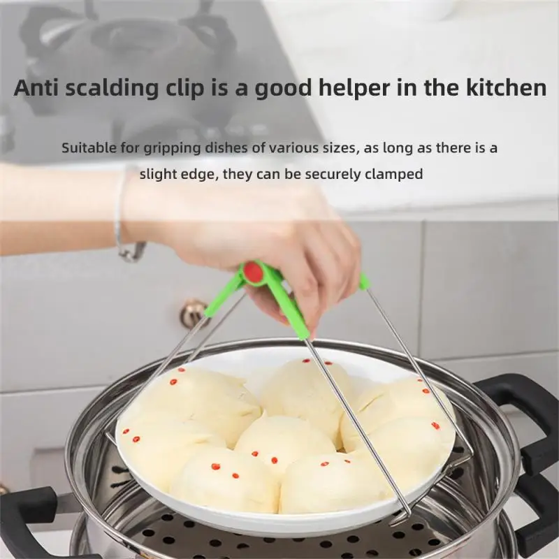 Stainless Steel Bowl Pot Clips Foldable Hot Dish Clamp Anti-Scald Bowl Clip Plate Pot Gripper Kitchen Plate Picker Kitchen Tools