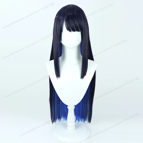 Imagen 2 del producto Peluca de Cosplay Jomae Saori de 75cm, peluca sintética de pelo largo azul mezclado negro para mujer, pelo resistente al calor, pelucas de alta calidad