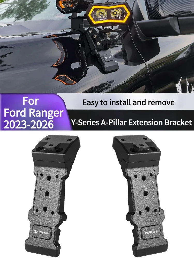 For Ford Ranger 2023-2026 Y-Series Car A-Pillar Expansion Bracket Modified Front Hood LED Spotlight Quick Release Lamp Stand