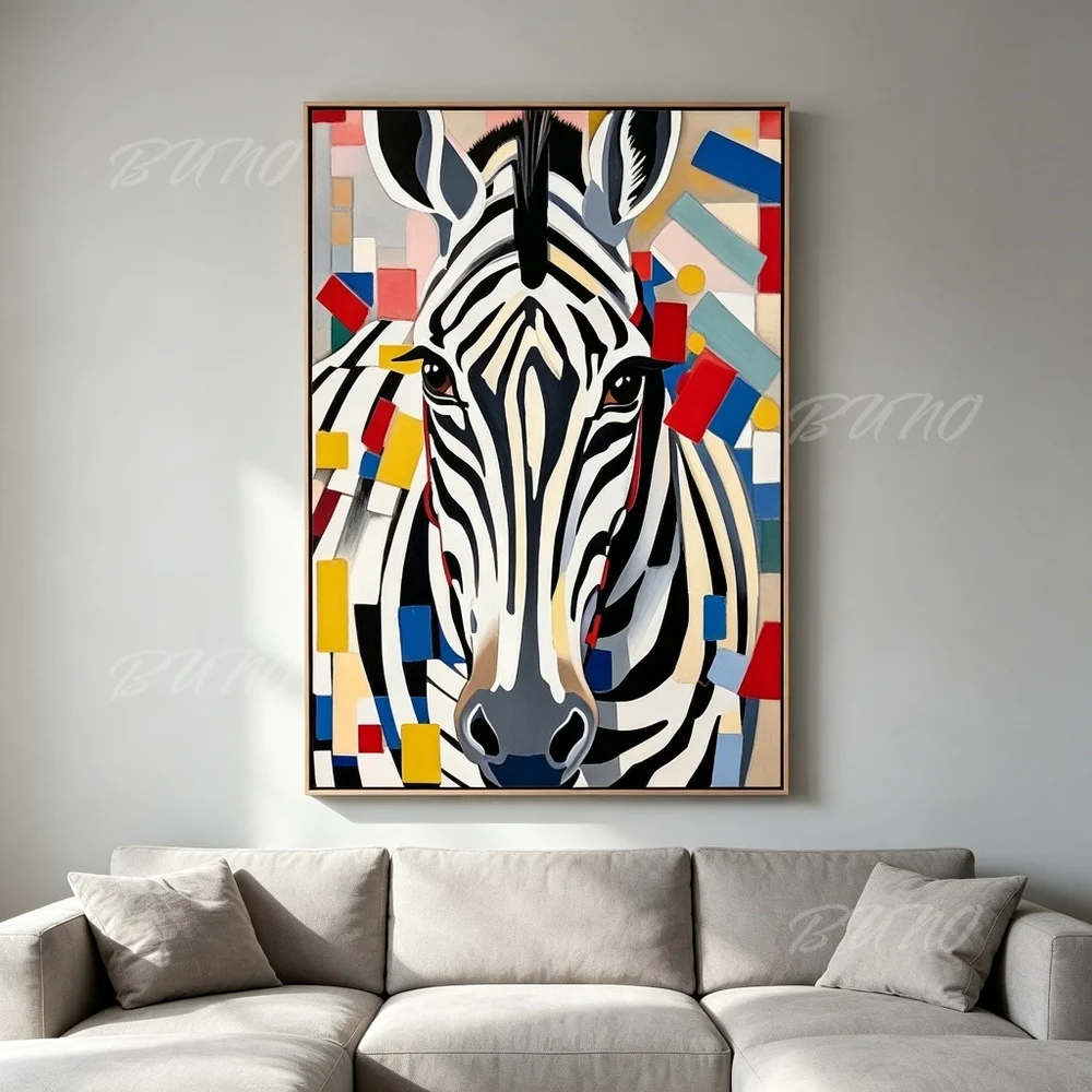 100% Hand Painted Original Abstract Oil Painting Textured Zebra Gold Black White Wall Art For Home Living Room Bedroom Decor