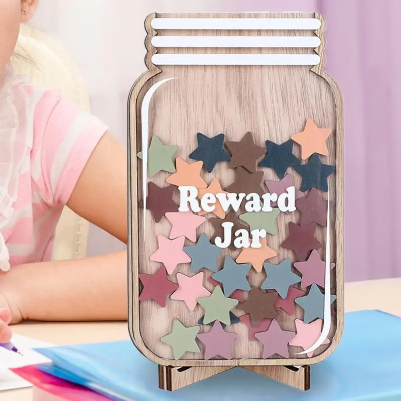 Star Reward Jar Children Reward System Wood Board Colorful Ornament Motivational Reward Jar Incentive Jar Home Bedroom Decor