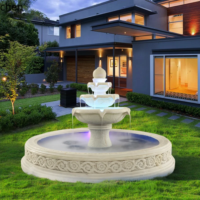 ZML large floor-to-ceiling fish pond fountain running water three-layer water feature decoration humidification ornament