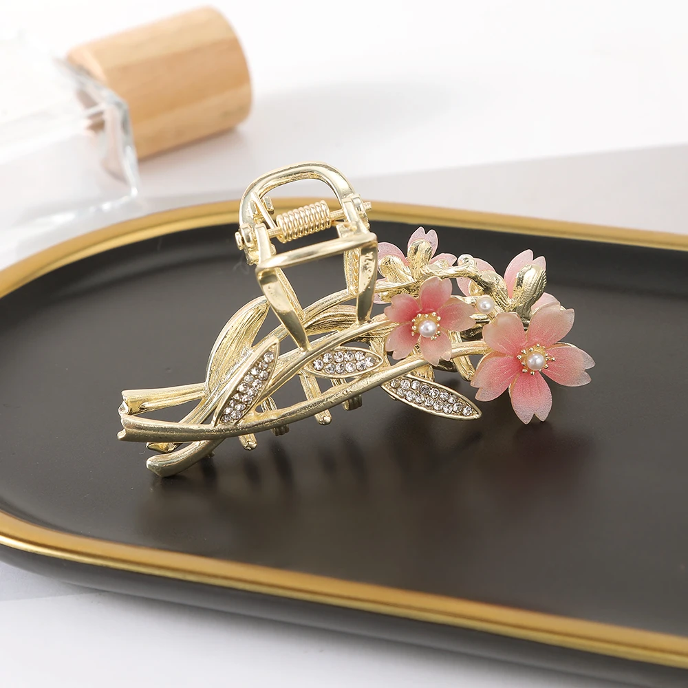 Haimeikang Flower Fashion Hairpin Hair Crabs For Women Temperament Ponytail Hair Clips Crab Girls Sweet Hair Accessories