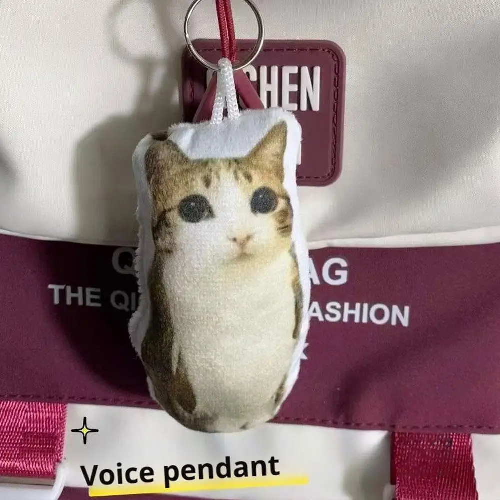 1/2pcs Cute Meowl Cat Plush Keychain with Sound, Soft Stuffed Animal Key Ring, Funny Bag Pendant Charm Gift for Friends
