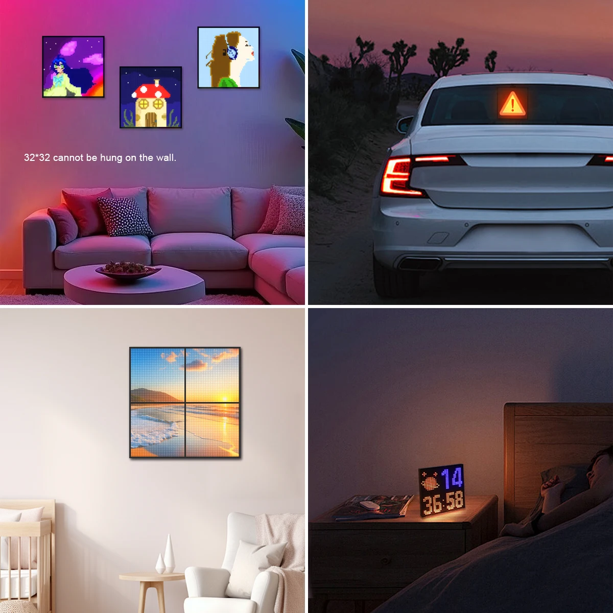 USB Powered LED Pixel Matrix Smart Display RGB Smart Digital Lamp Panel DIY Art Display With Sucket Room Decor APP Control