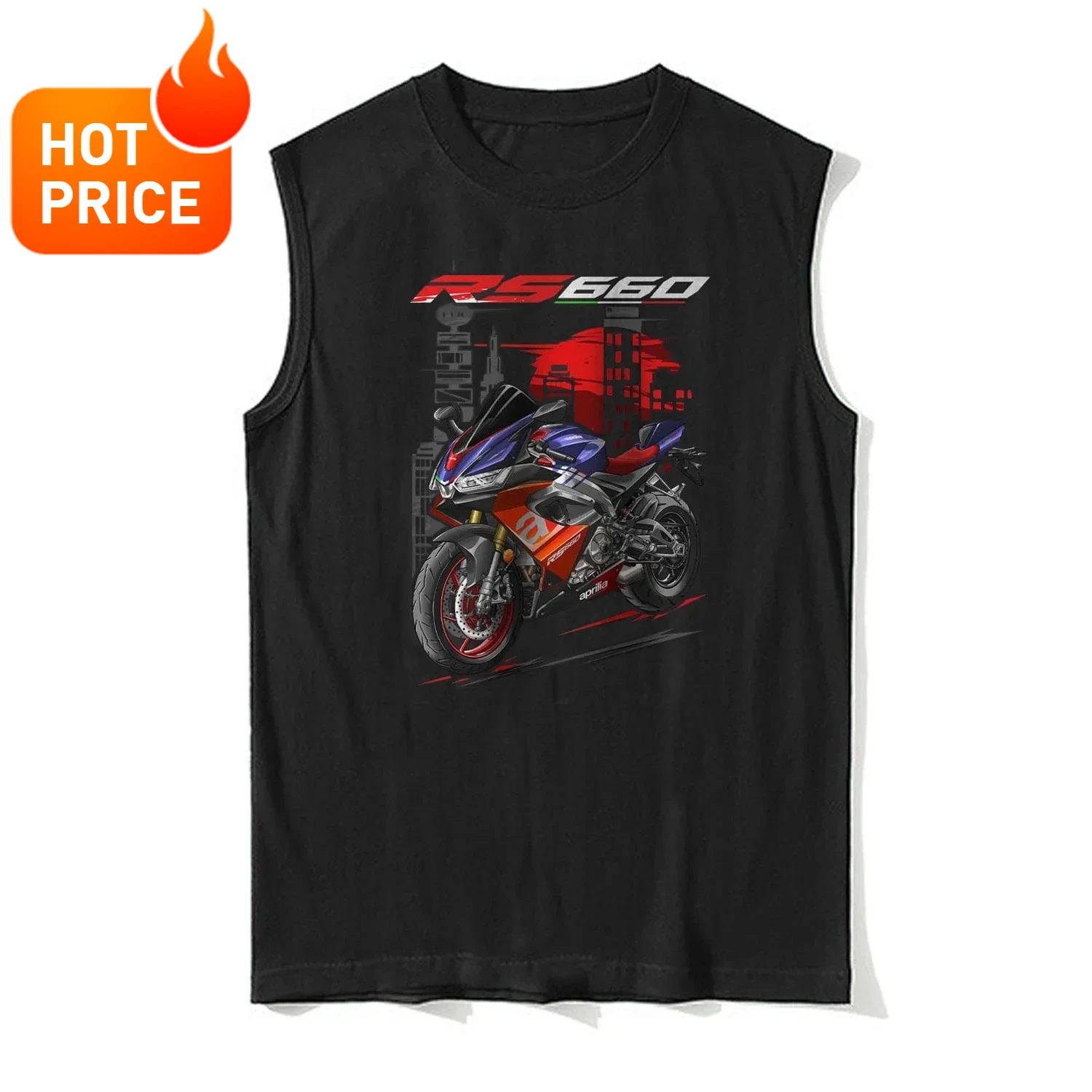 

Модели 2020-2024 года, итальянская мотоциклетная майка RS660, 100% хлопок, с круглым вырезом, летние повседневные мужские майки, футболка без рукавов для водителя