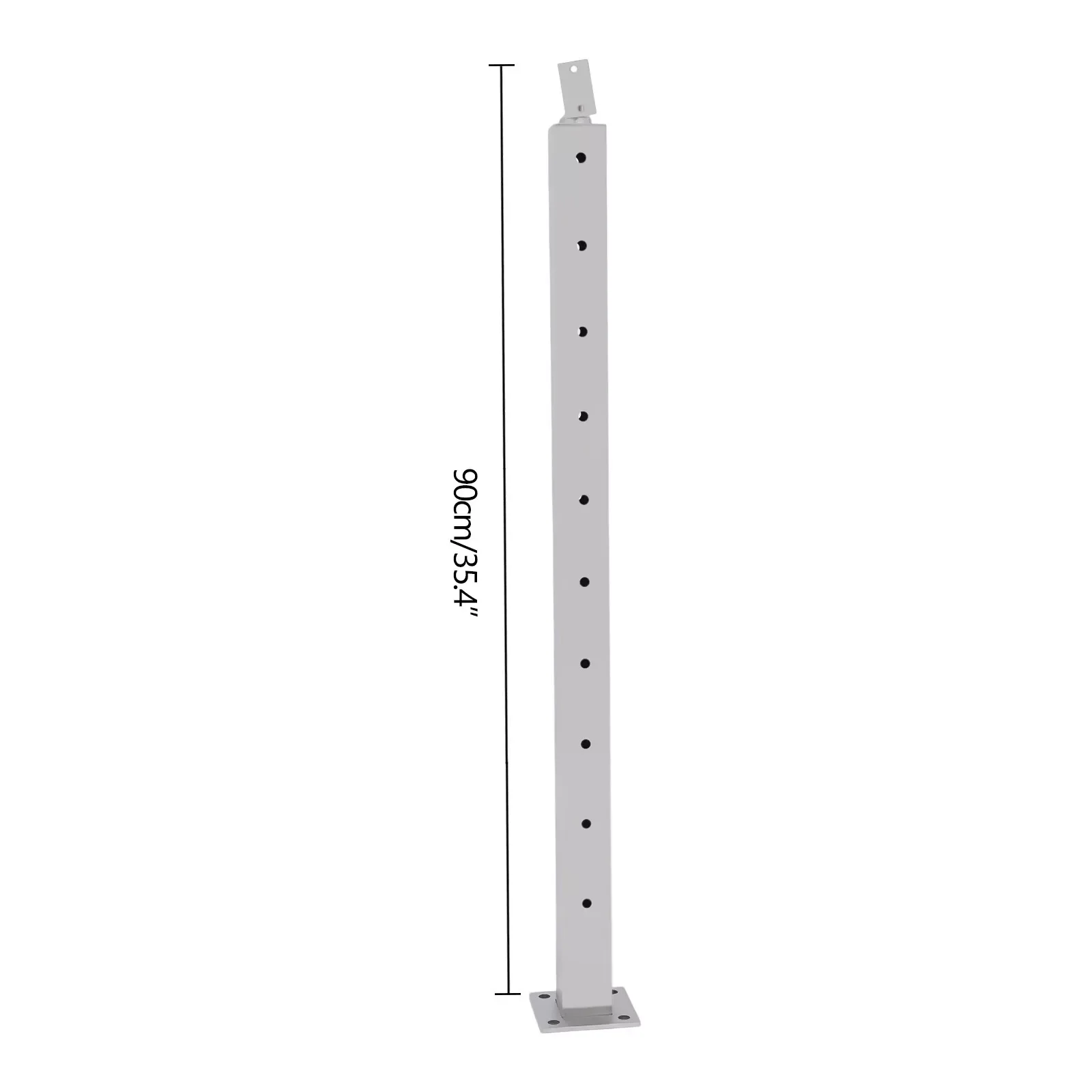 Kabelrailingpaal Dekleuning 35,4" Zilveren paal met gaten Roestvrij staal Ons