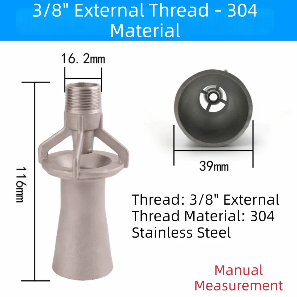 Stainless Steel Venturi Mixing Nozzle Male Threaded Venturi Mixing Tank Mixing Eductor Bell Mouth Open Frame Structure