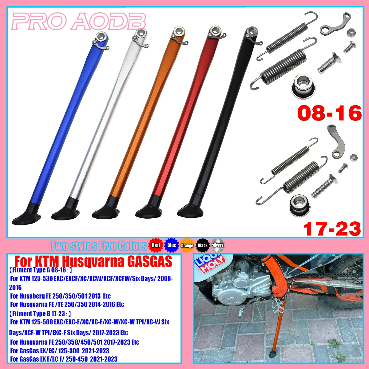 Motorcycle Kickstand Side Stand For KTM 125 250 350 400 450 500 EXC EXCF XC XCW XCF XCFW TPI SIX DAYS 2017-2023 Husqvarna GasGas