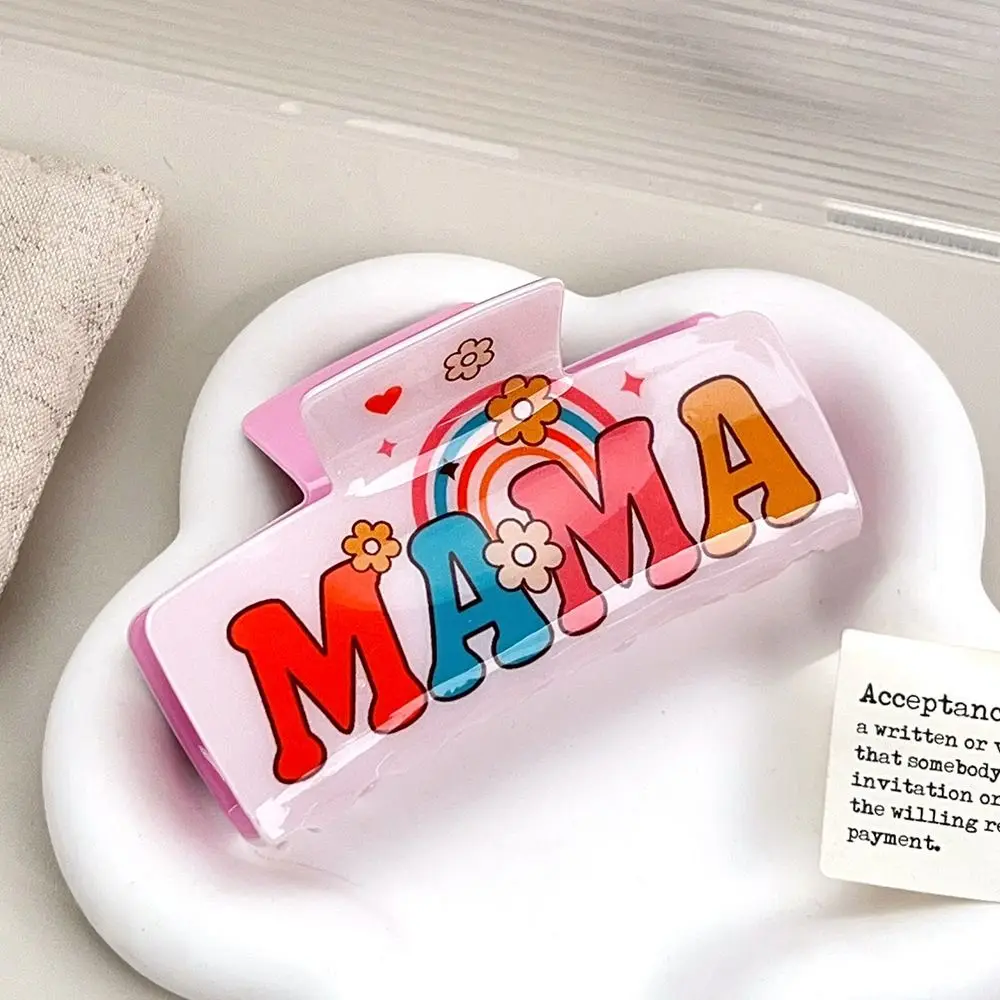 لطيف مربع MaMa مشبك شعر ريترو فلورا طباعة حمض الخليك القرش كليب الملونة ذيل حصان كليب الهندسة مشبك شعر غسل الوجه