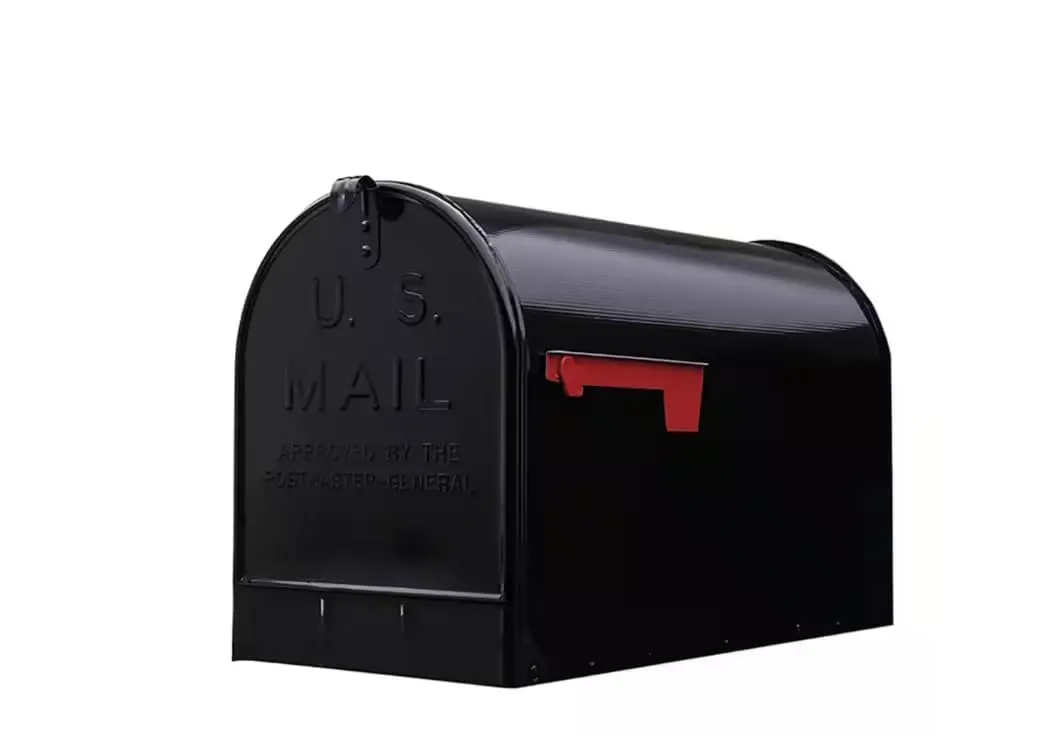 Black Jumbo Size Rural Mailbox, 3175 cu-in Capacity, Galvanized Steel, Powder-Coated, 15 in. H x 11.69 in. W x 24.82