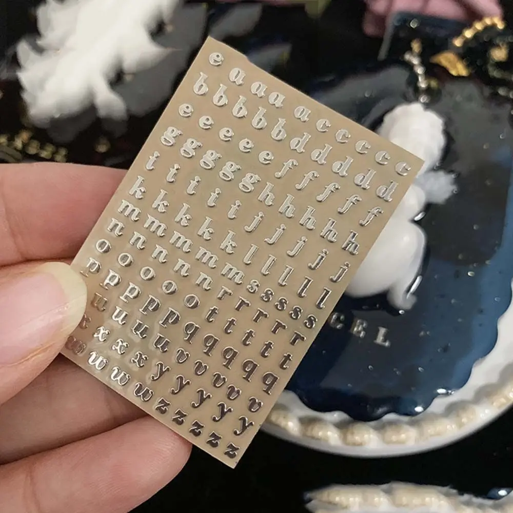 Epoxy Resin Filler Gold&silver Scrapbook decoration Labels Stickers Epoxy filling sticker Alphabet Sticker Number Sticker