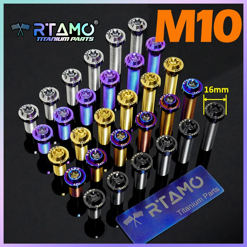 RTAMO Titanium Bolt M10X20/25/30/35/40/45/50/55/60 1.25/1.5 Pitch UFO Head Forged for Bicycle Motorcycle Modification Ti Screws