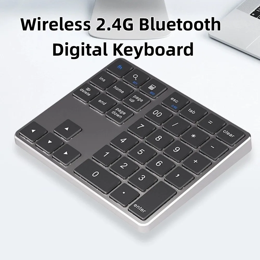 

2.4G and Bluetooth Wireless Keyboard 35 Keys Mute Mini Digital Keypad Rechargeable Slim Design Wireless Numeric Keypad