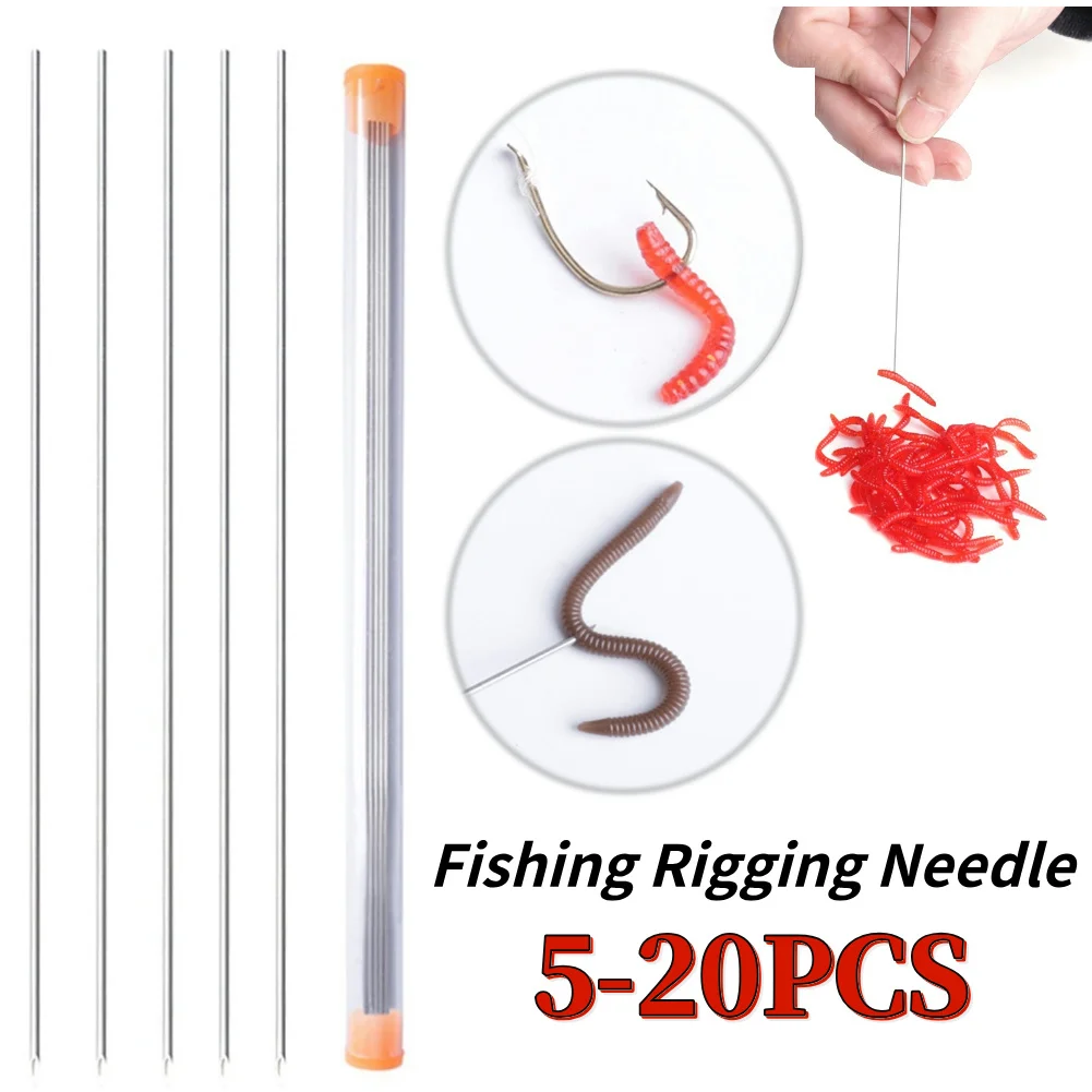 5Pcs Earthworm Hooking Needle Worm Fishing Needle Hollow Earthworm Hook Needle Fishing Rigging Needle for Carp Fishing