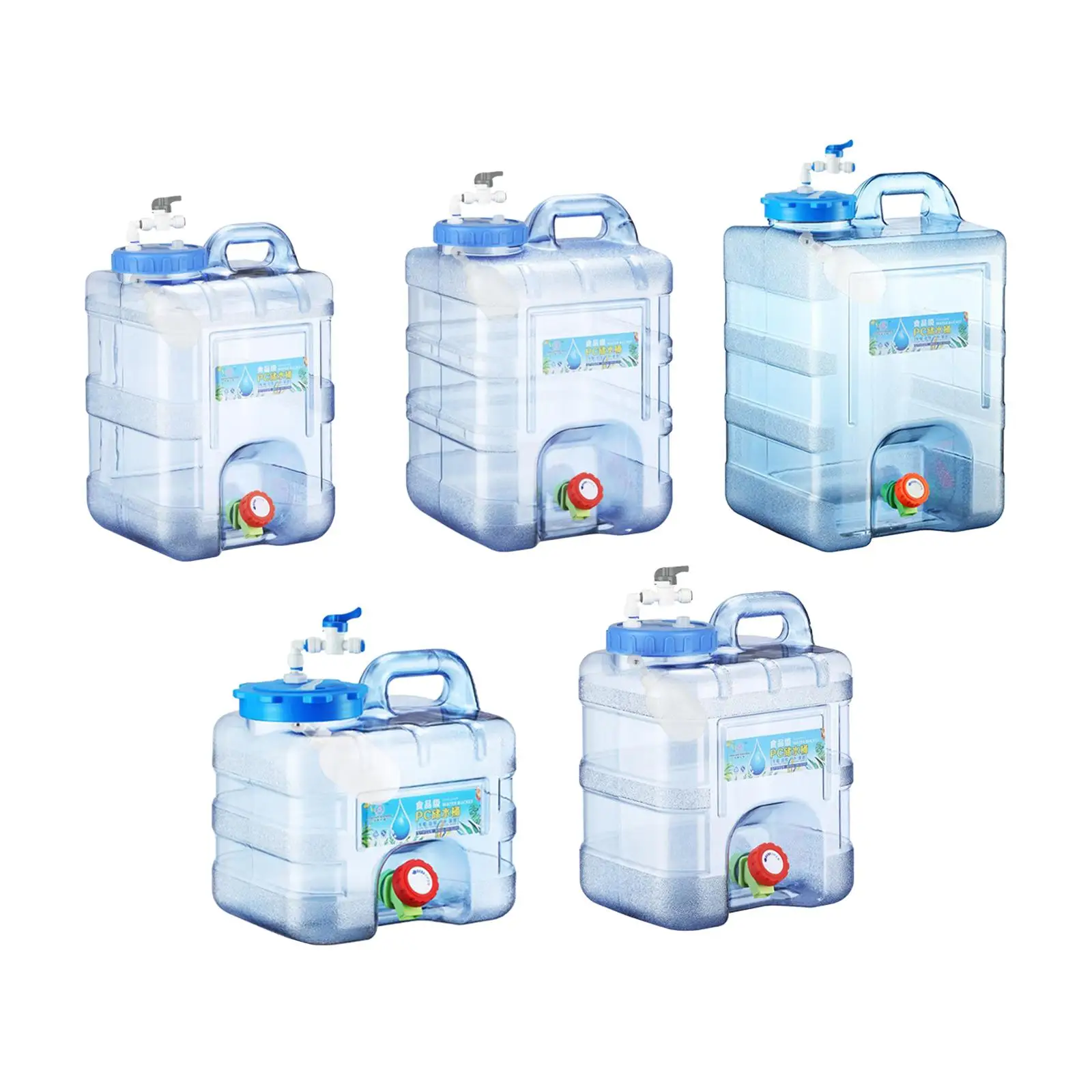 Portable Water Jug PC Polycarbonate Large Mouth Water Carrier with Floating Ball for Outdoor Camping and Water Storage