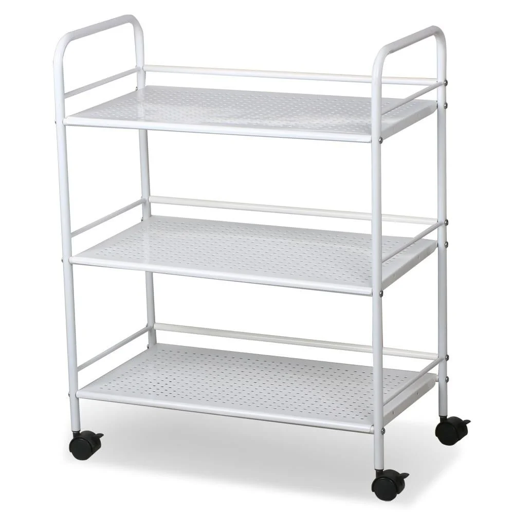 Large 3 Shelf Rolling Salon Beauty Trolley Cart Durable Iron Plastic Storage Organizer with Mesh Racks Home Salon Use