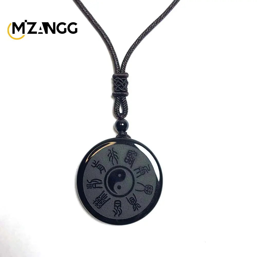 Yin Obsidienne et Compositeur Taiji Bagua Pendentif Collier, Neuf GROof Truth Lucky Amulet, Bijoux en cristal, Couple Appairage, Cadeau de vacances