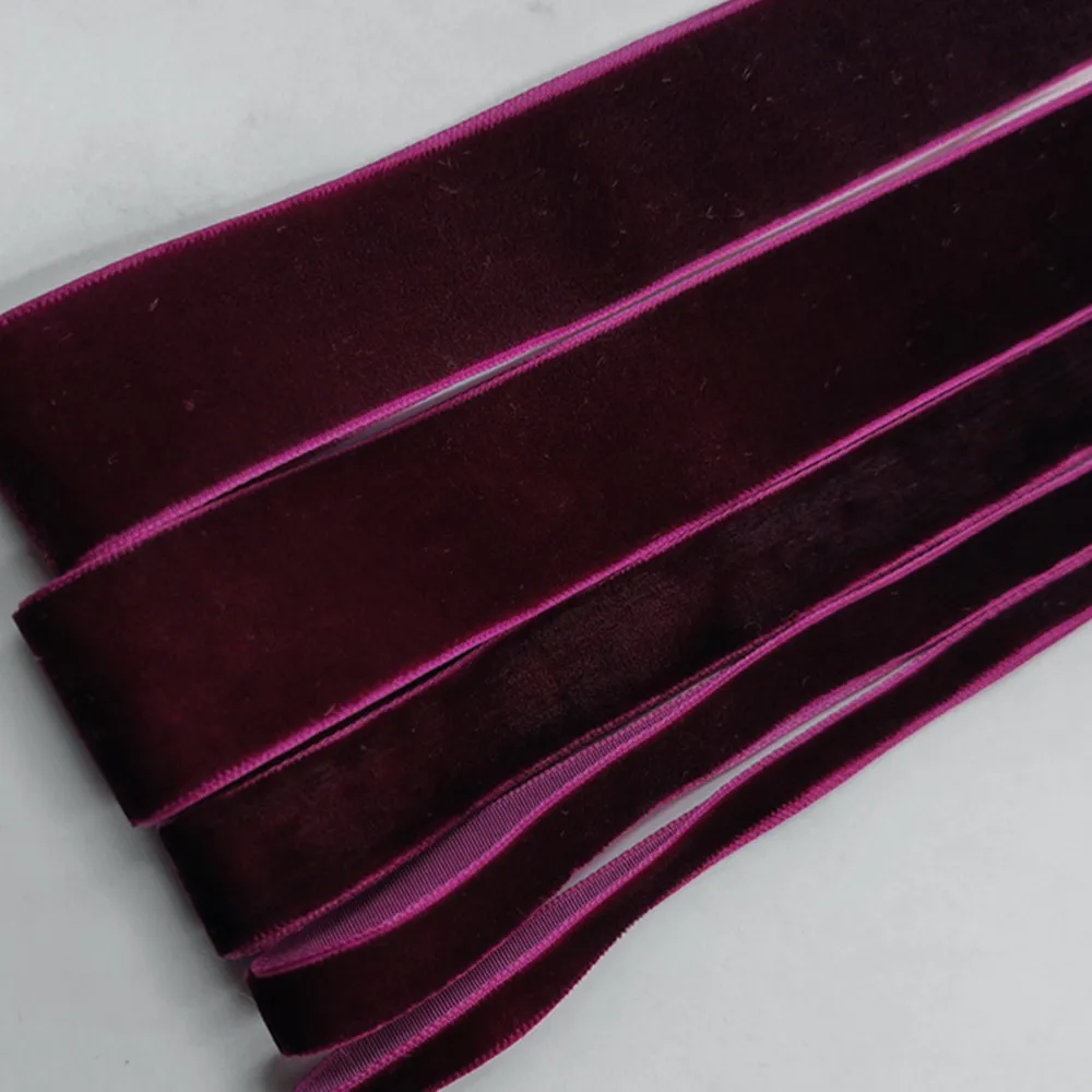 6-25mm 5-300yards Dark Purple Single Face Velvet Ribbon Party Decoration Handmade Gift Wrapping Hair Bowknot DIY Christmas