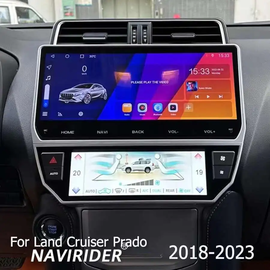 12,3-дюймовый автомобильный радиоприемник CarPlay Android 15, экран переменного тока для Toyota Land Cruiser Prado 150 2018-2022, GPS QLED, экран, автомобильный мультимедийный плеер