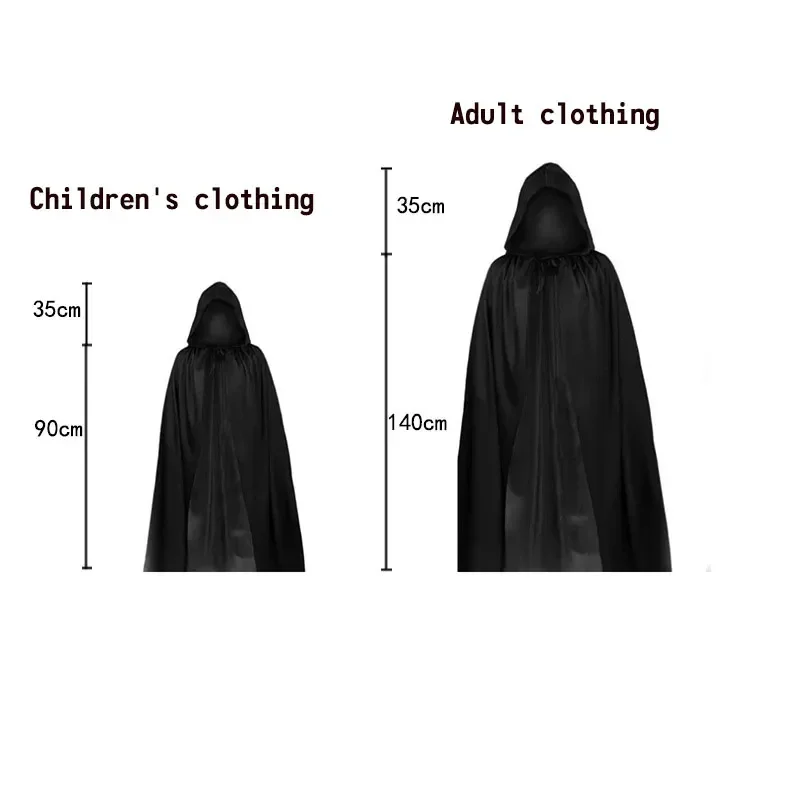 2024 Halloween Party Role Playing Children Adult Death Black Cloak Halloween Skull Ball Costume Prop Set Holiday Gift