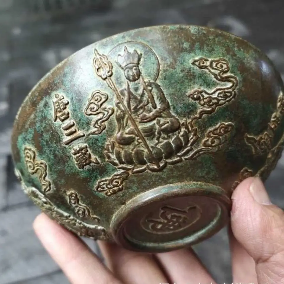 

Authentic and Handmade Journey to the West Copper Bowl Old Items Pure Copper Bronze Ware Buddhist Articles