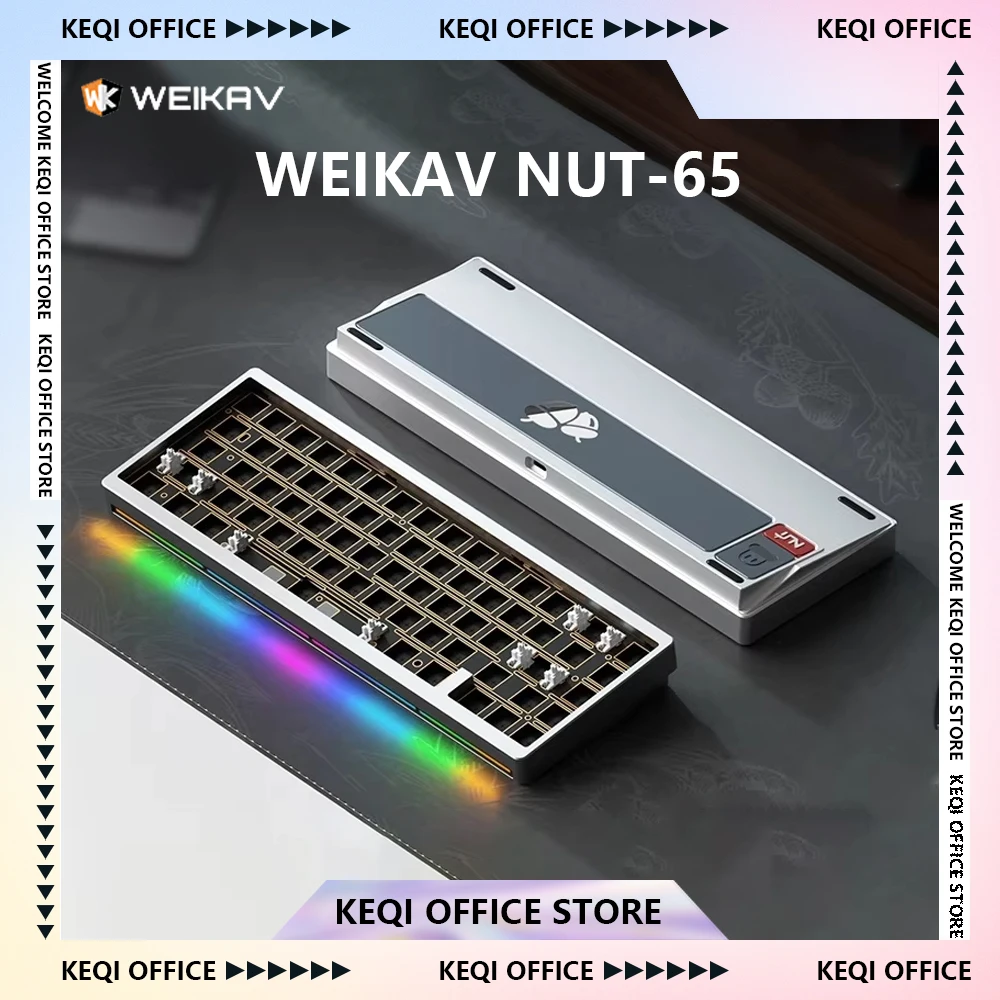 

Weikav Nut65 Mechanical Keyboard Kit Aluminium Alloy Three Mode Gaming Keyboard Hotswap Structure Rgb Gasket Custom Pc Gifts