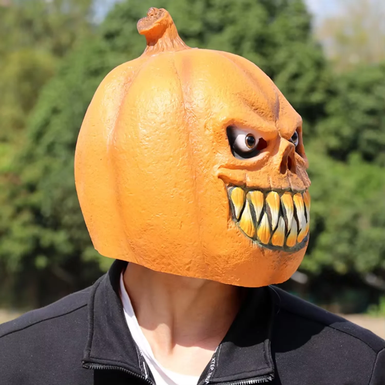 

Horror Pumpkin Mask Halloween Costume Cosplay Latex Head Props Oni mask japanese Masquerade masks women Light up mask Dino mask