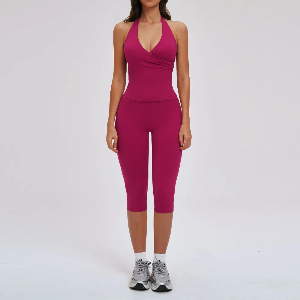 2PCS Gym Tracksuits Yoga Set Female Fitness Suit Deep V Yoga Bra Athletic Wear Women High Waist Workout Flared pants Sports Suit - Image 6