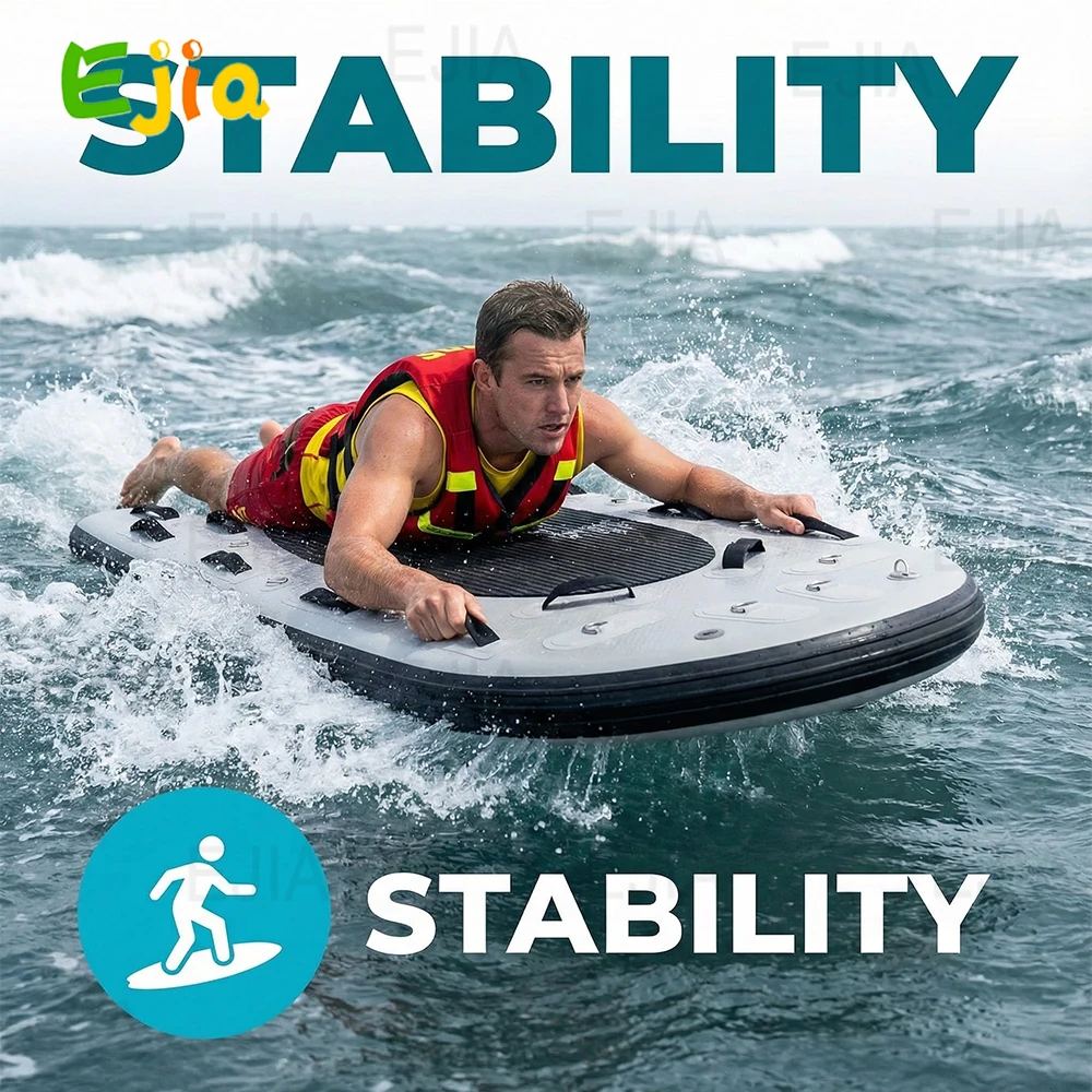 Traîneau de sauvetage gonflable 199x10cm-bodyboard de sauveteur professionnel pour le sauvetage en eau, planche gonflable robuste pour piscine et mer