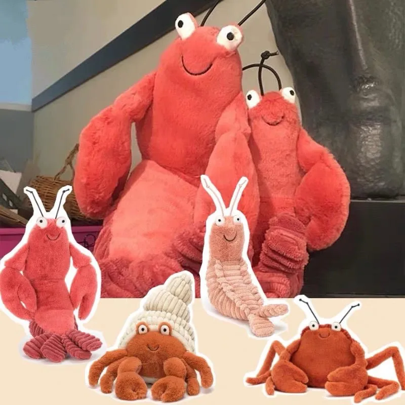 Cute Sheldon Shrimp Plush Toys Crispin Crab Larry Shrimp Dolls Stuffed Animal Appease Plushie for Baby Children Birthday Gifts