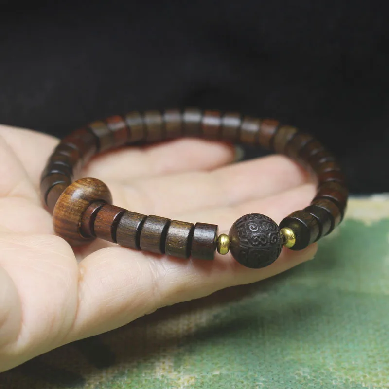 Tablet Beads Bracelet Flexible Ring Bracelet Ethnic Style Men and Women Crafts Buddha Beads Rosary Fashion Ornament Gift
