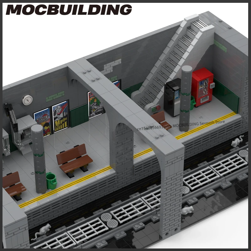 MOC Building Blocks City Street View Architecture Underground Metro Station 2 And Subway 3 Assembly Technology Bricks Toys Gifts