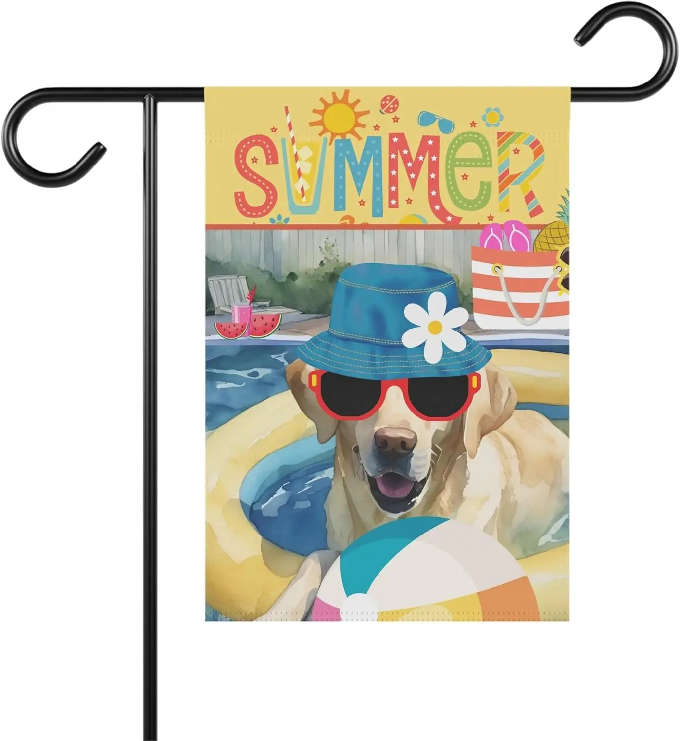 Yellow Labrador Retriever Dog Summer Garden Flag Lab Mom Welcome Flag Gift House Pool Outdoor Flag Double-Sided Stand Dog Garden