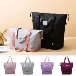 Paquete de lona expandible plegable, bolsas de hombro de equipaje de separación húmeda y seca, múltiples bolsillos, bolsa de viaje de negocios impermeable