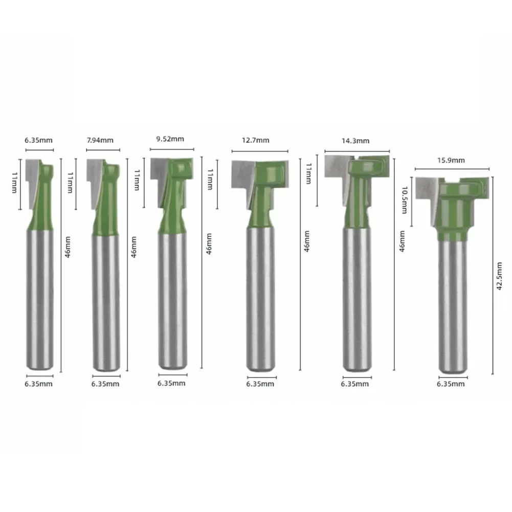 1pc Milling Cutter 6.35mm Shank T-slot Router Bit 6.35-15.9mm Edge Trimming Cutting For Woodworking Carpentry Tool Parts