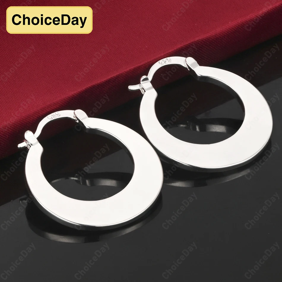 

ChoiceDay 925 Sterling Silver Shiny Moon U-Shaped Hoop Earrings Women Jewelry Accessories Party Gift