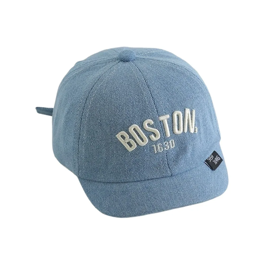 Letter Embroidered Children Duck Tongue Cap Adjustable Cotton Denim Sunshade Hat Breathable Sun Protection Baby Hat Summer