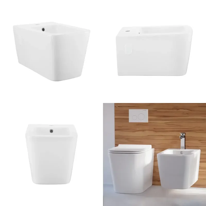 for Wall Mounted Ceramic Glass Bidet Seat Rectangular European Design Women Self Washing