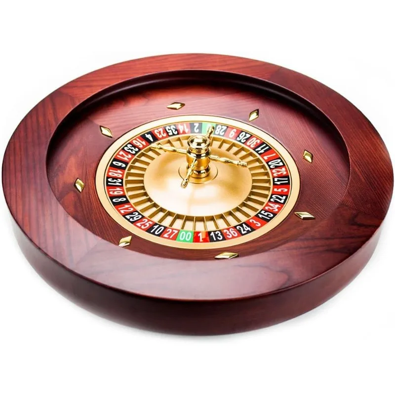 Juego de ruedas de ruleta de madera de lujo, caoba roja/marrón de 18 ", diseño de doble zero, rodamientos de precisión de grado Casino, aluminio para aviones