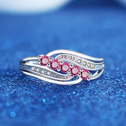 Newest Fresh Red Tone Cross 925 Sterling Silver Ring for Women Wedding Trendy Jewelry Stamp Dazzling CZ Stone Large Ring Anillos