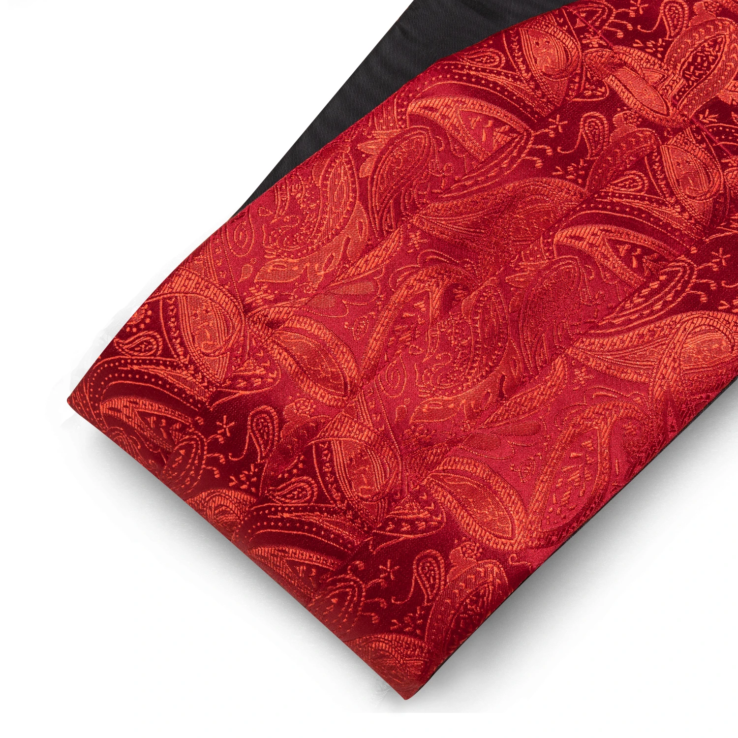 Fascia da smoking in seta rossa da sposa per uomo squisita paisley papillon fazzoletto gemelli set sposo festa affari Barry.Wang 1070