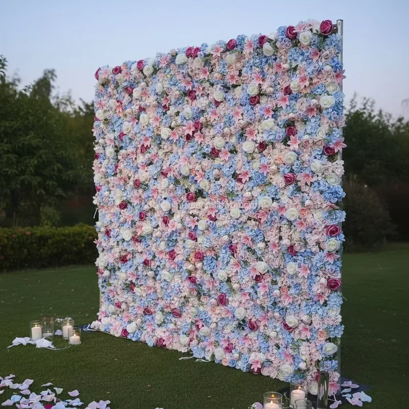 3D Rose Real Touch Floral Silk Plant Artificial Flowers Wall Panel Wedding Backdrop for Photography Decorations